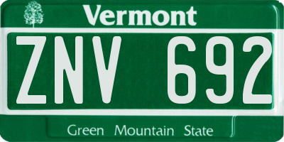 VT license plate ZNV692