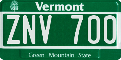 VT license plate ZNV700
