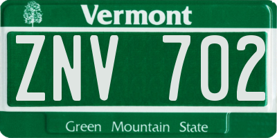 VT license plate ZNV702