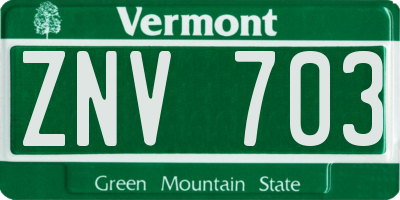 VT license plate ZNV703