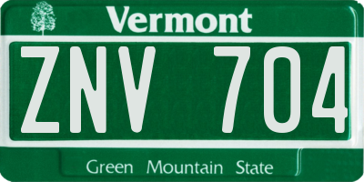VT license plate ZNV704