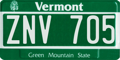 VT license plate ZNV705