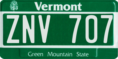 VT license plate ZNV707