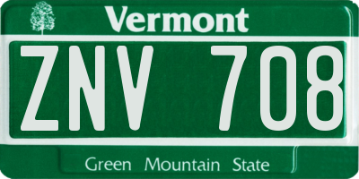 VT license plate ZNV708