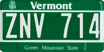 VT license plate ZNV714