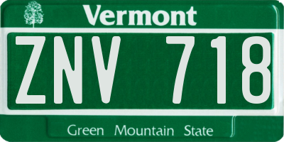 VT license plate ZNV718