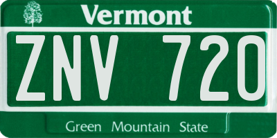 VT license plate ZNV720