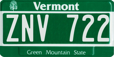 VT license plate ZNV722