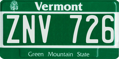 VT license plate ZNV726