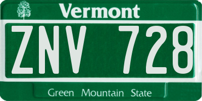 VT license plate ZNV728