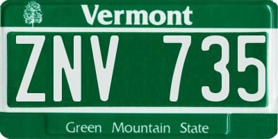 VT license plate ZNV735