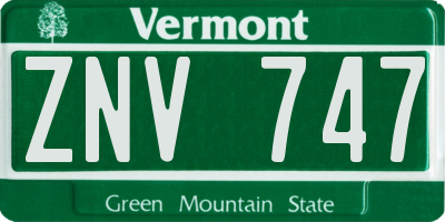 VT license plate ZNV747