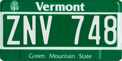 VT license plate ZNV748