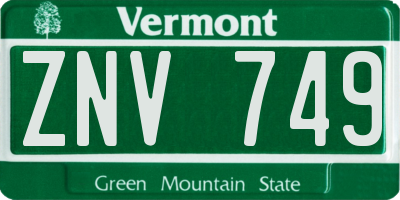 VT license plate ZNV749