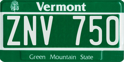 VT license plate ZNV750