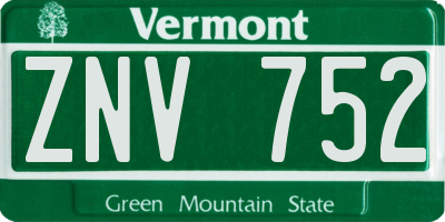 VT license plate ZNV752
