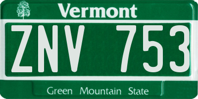 VT license plate ZNV753
