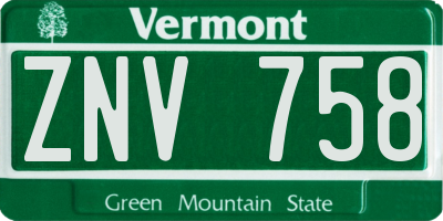 VT license plate ZNV758