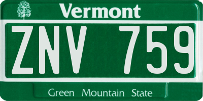 VT license plate ZNV759