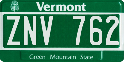 VT license plate ZNV762