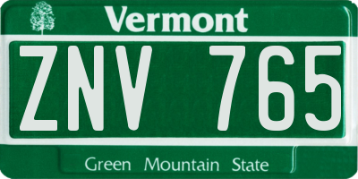 VT license plate ZNV765