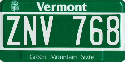 VT license plate ZNV768