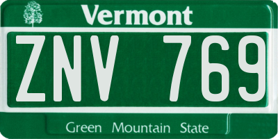 VT license plate ZNV769