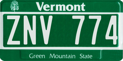VT license plate ZNV774