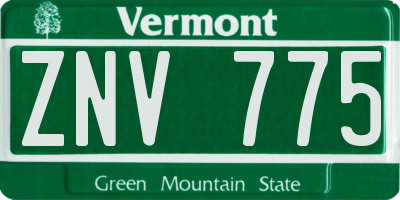 VT license plate ZNV775