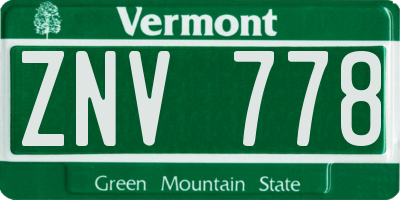 VT license plate ZNV778