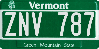 VT license plate ZNV787