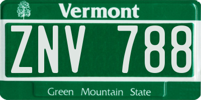 VT license plate ZNV788