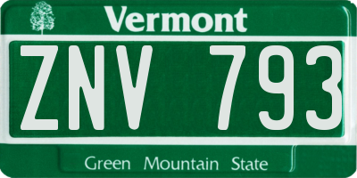 VT license plate ZNV793