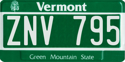 VT license plate ZNV795