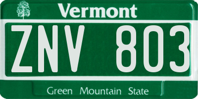 VT license plate ZNV803