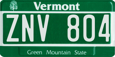 VT license plate ZNV804