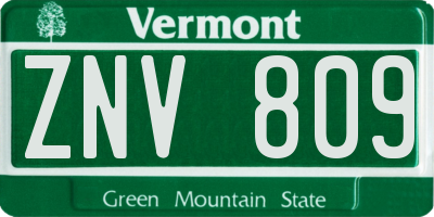 VT license plate ZNV809