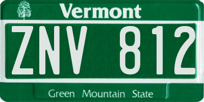 VT license plate ZNV812