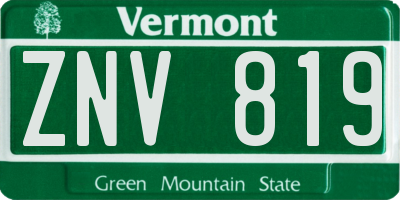 VT license plate ZNV819