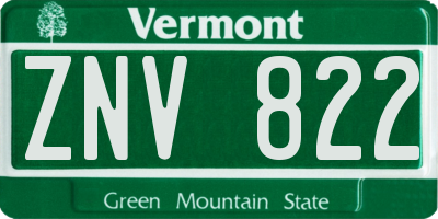 VT license plate ZNV822