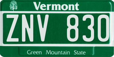 VT license plate ZNV830