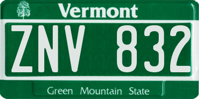 VT license plate ZNV832