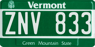 VT license plate ZNV833