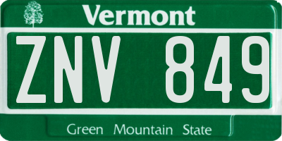 VT license plate ZNV849