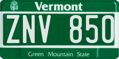 VT license plate ZNV850