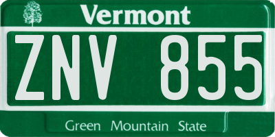 VT license plate ZNV855
