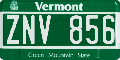 VT license plate ZNV856