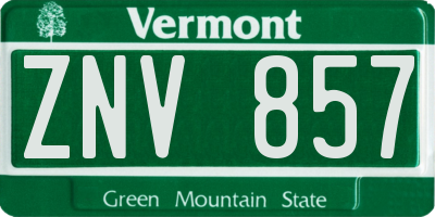 VT license plate ZNV857
