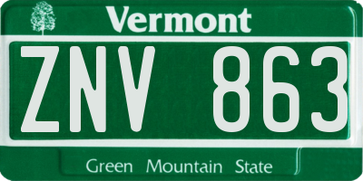VT license plate ZNV863