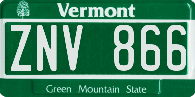 VT license plate ZNV866